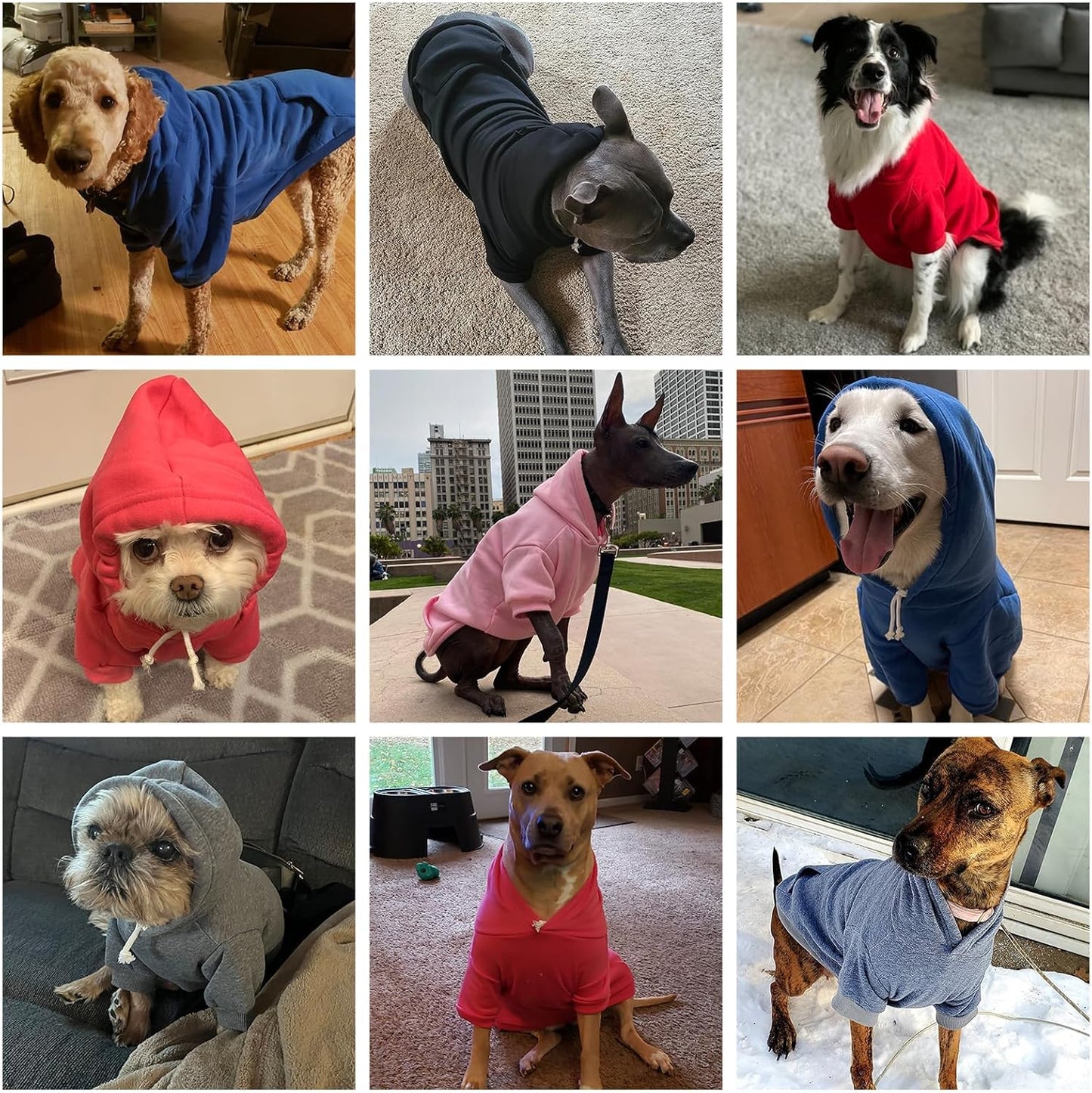 KOOLTAIL Basic Dog Hoodie - Soft and Warm Dog Hoodie Sweater with Leash Hole and Pocket, Dog Winter Coat, Cold Weather Clothes Sweatshirt for Small Medium Large Dogs Puppy Cat Boys Girls Blue XXL