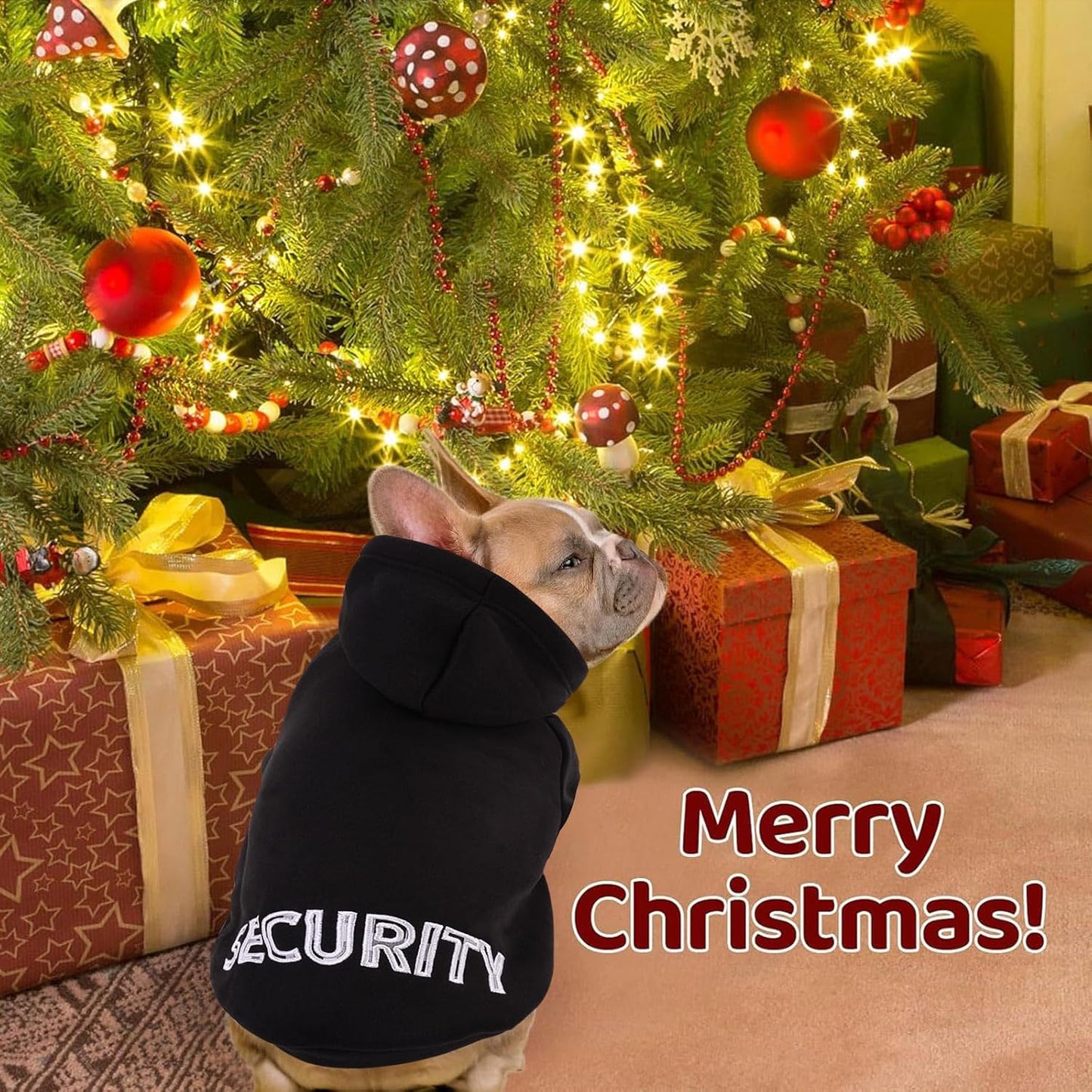 SAWMONG Dog Hoodie,Flannel Pet Hooded Sweater with Hat Puppy Pullover Sweater Shirt,Dog (Security Black,S)