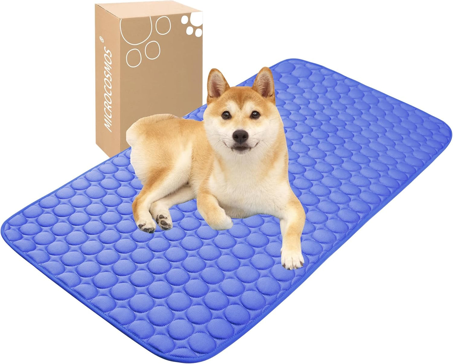 MICROCOSMOS Summer Cooling Mat & Sleeping Pad- Water Absorption Top, Materials Safe, Easy Carry, EZ Clean. Keep Cooling for Pets, Kids and Adults.(Navy Blue, 48" x24")