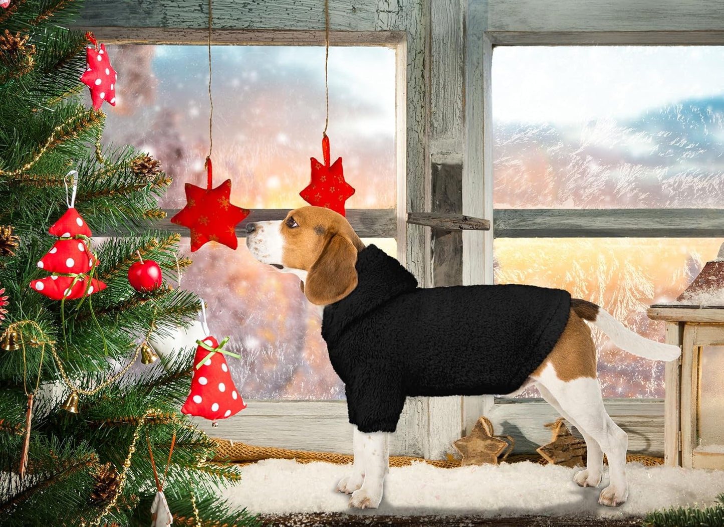 Fuzzy Dog Sweaters for Large Dogs Pet Hoodie Clothes Warm Soft Pet Coats Hooded Sweatshirt Dog Hoodie for Large Dogs(Black-L)