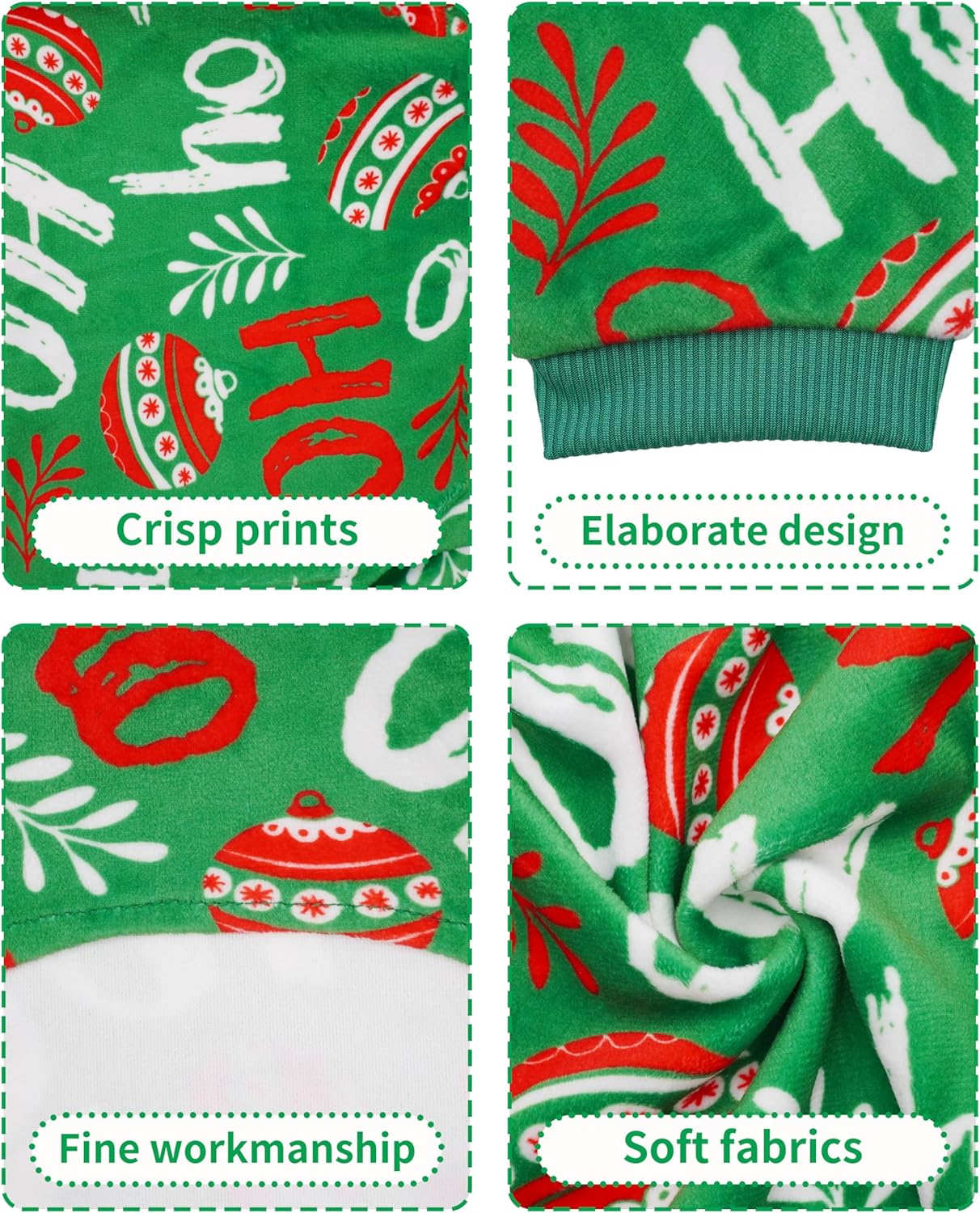 PET SHOW 4 Pack Small Dog Christmas Pajamas Holiday Dog Clothes Doggies Girl Boy Soft Stretchy PJs Xmas Jumpsuit Puppy Cats Onesies Red Green Outfits with Sleeve Pets Dachshund Costume S