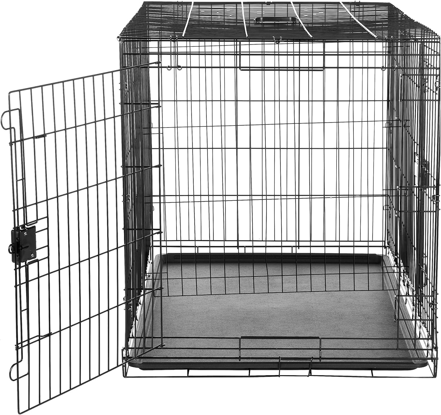 Amazon Basics Durable, Foldable Metal Wire Dog Crate with Tray, Double Door, 48 x 30 x 32.5 in, Black