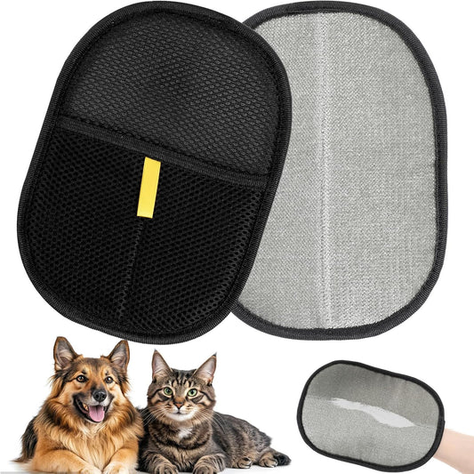 2Pcs Pet Hair Removal Gloves, Reusable Pet Cat Dog Hair Removal Grooming Gloves, Electrostatic Cat Grooming Glovee for Hairs Removals, for Couch, Furniture, Carpet, Car Seat