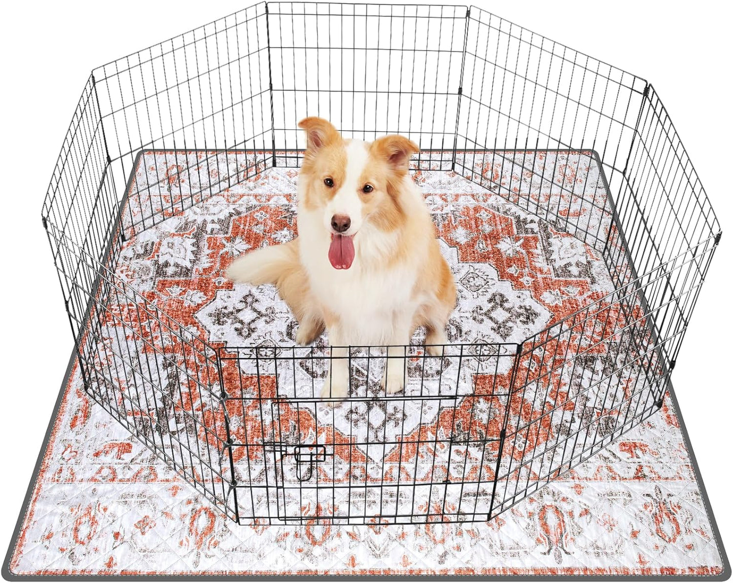 LOOBANI Washable Pee Pads for Dogs, 1 Pack Super Absorbent Reusable Puppy Pads Leakproof Dog Traning Pads, Waterproof Non-Slip Whelping Pad for Floor, Playpen, Crate, Couch-72 x72 (Red-Orange)