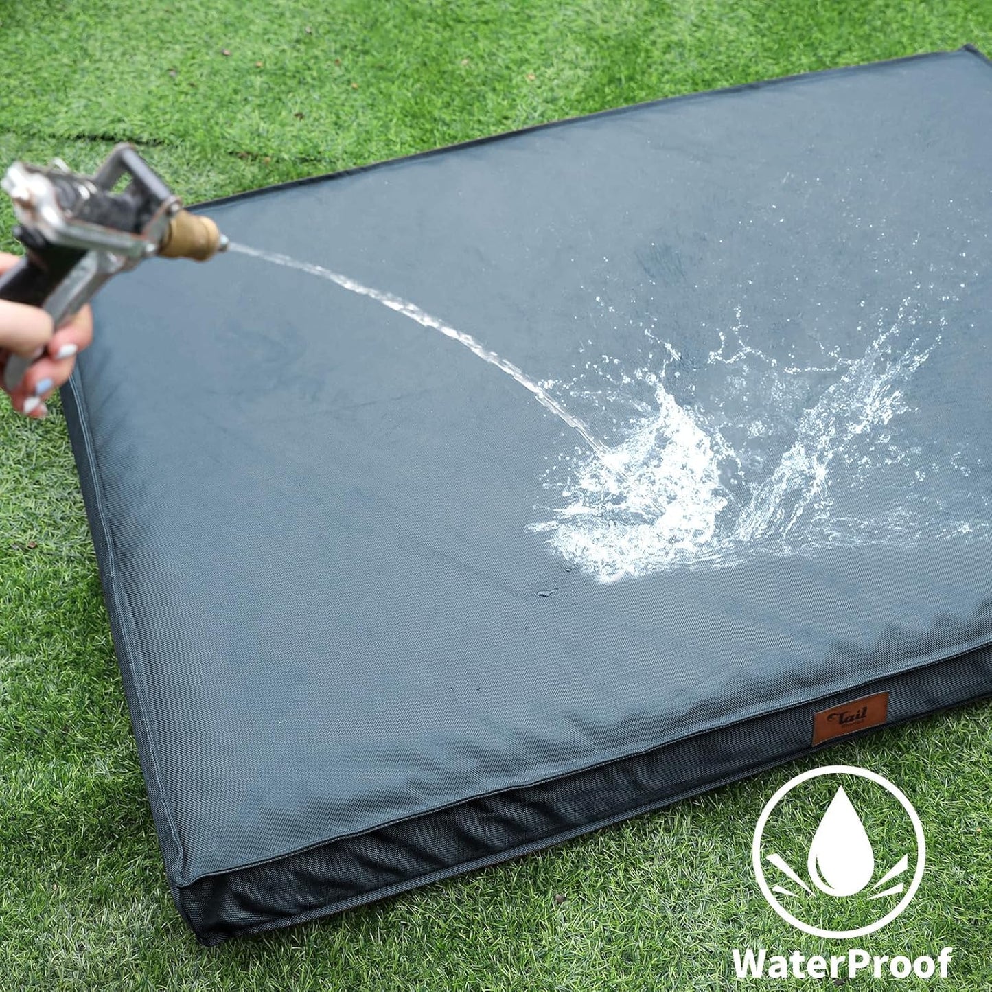 Outdoor Extra Large Dog Bed, Jumbo Waterproof Dog Bed for Large Dogs, Orthopedic Egg Foam Pet Bed Mat with Removable Oxford Cooling Cover, Blue