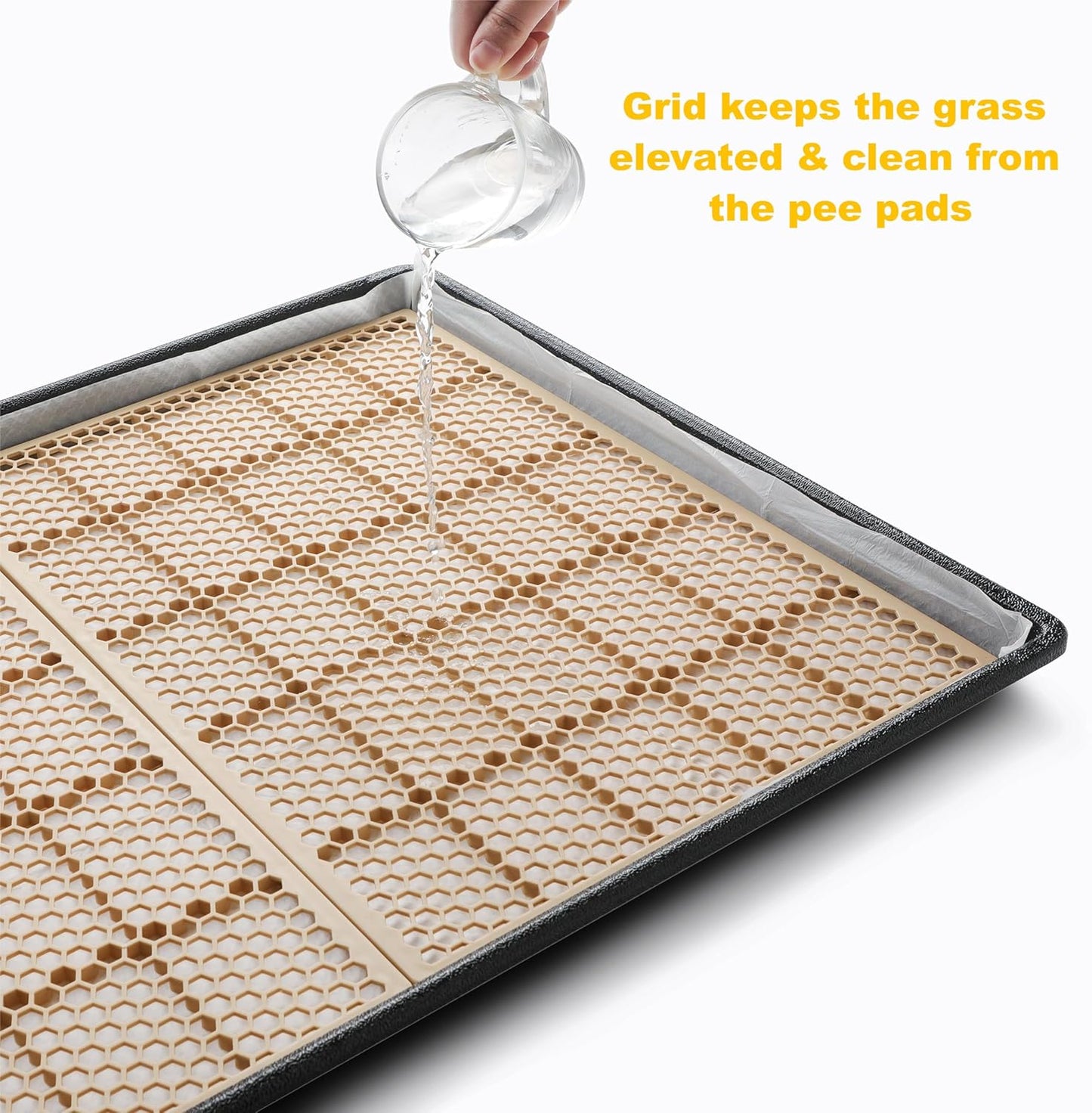 MEEXPAWS XL Dog Grass Pad With Tray - Artificial Potty for Balcony, New Generation Instant-Penetration, Litter Box With Hemmed Edge, Disposable Pee Pad
