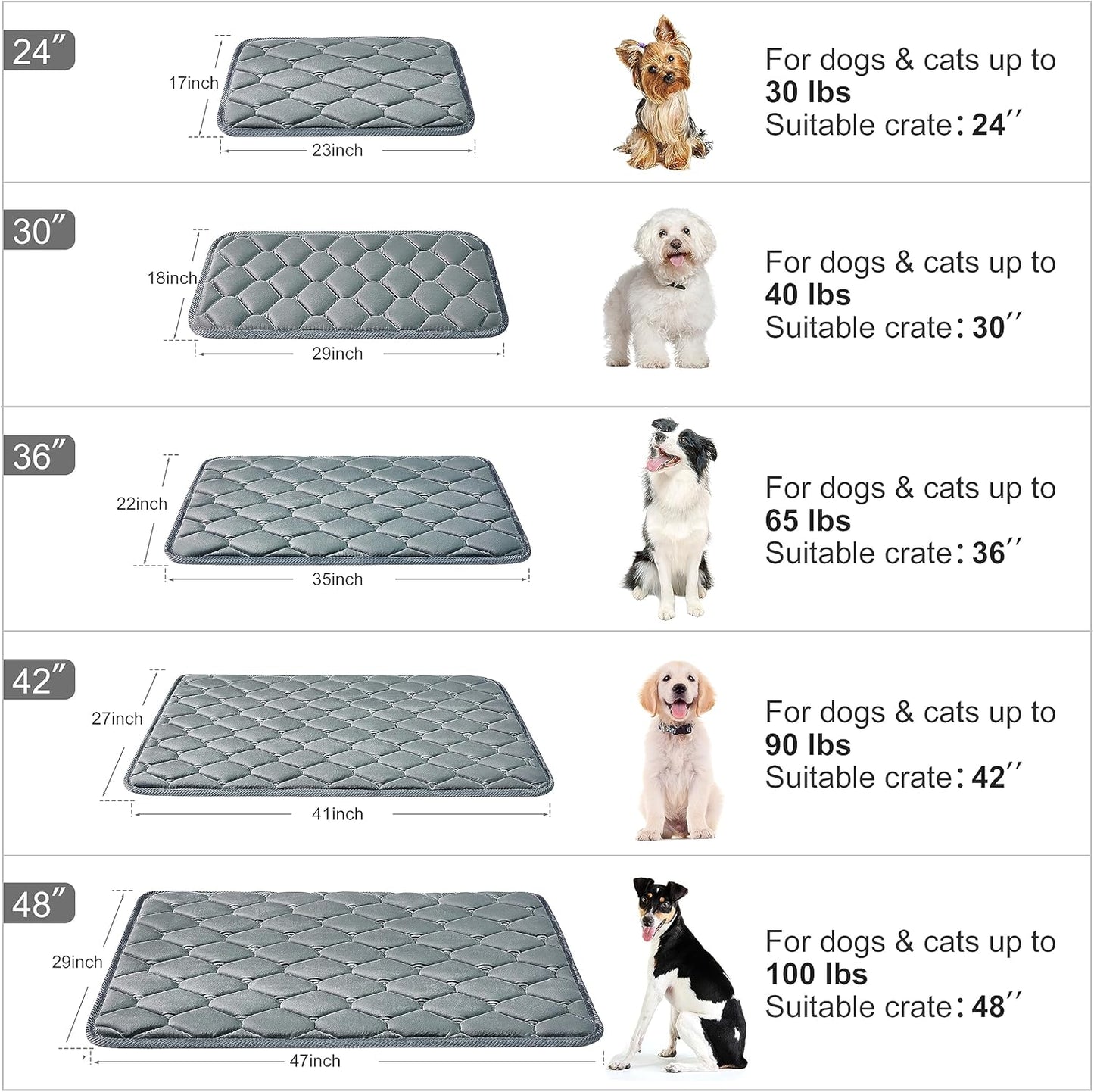 Dog Crate Mats,Soft Kennel Pads Washable with Anti-Slip Bottom,Dog Kennel Pads for Sleeping,Pets Mattress Cat Dog Beds for Small Dogs(23x17,Grey)