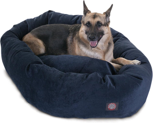 Majestic Pet Villa 52 Inch Shredded Memory Foam Dog Bed for X-Large Sized Dogs 52x35x11 Inch–Orthopedic Dog Bed with Removable Washable Cover-Washable X-Large Pet Bed with Head Support-Navy