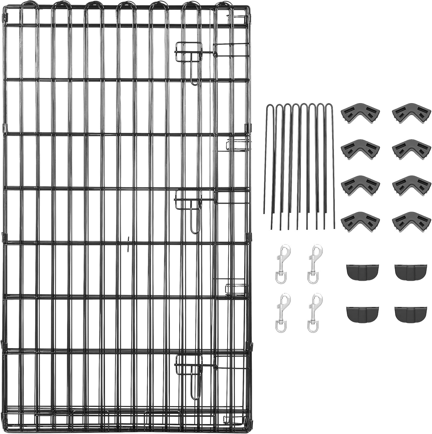 Amazon Basics Foldable Octagonal Metal Exercise Dog Playpen - Indoor/Outdoor, Single Door, Large (8 Panels, 24 x 42), Easy to assemble and store, 42" - Large, Black