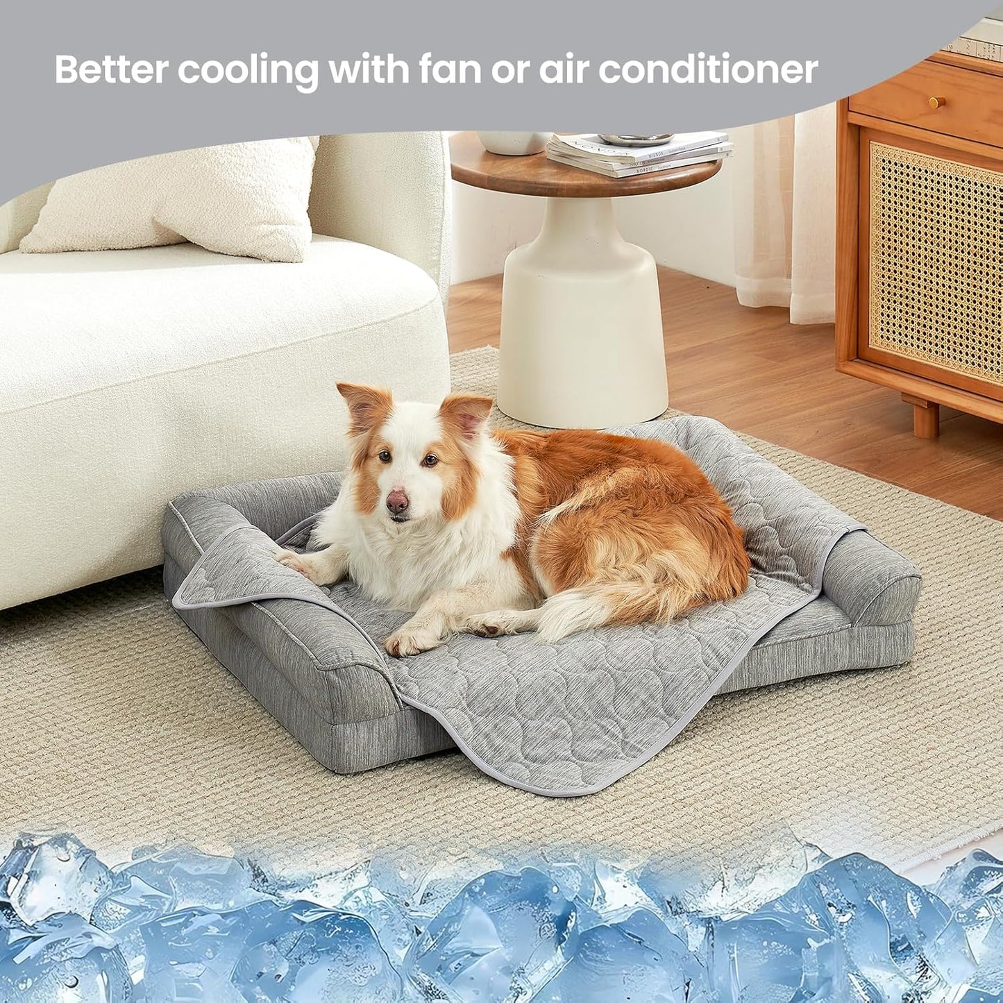 Cozy Bliss Leakproof Cooling Blanket for Small Dogs, Q-Max>0.4, Durable & Washable Dog Cooling Mat for Hot Weather, Soft Pet Throw & Couch Protector for Puppies & Cats, 25x35 Inch, Heather Silver Grey