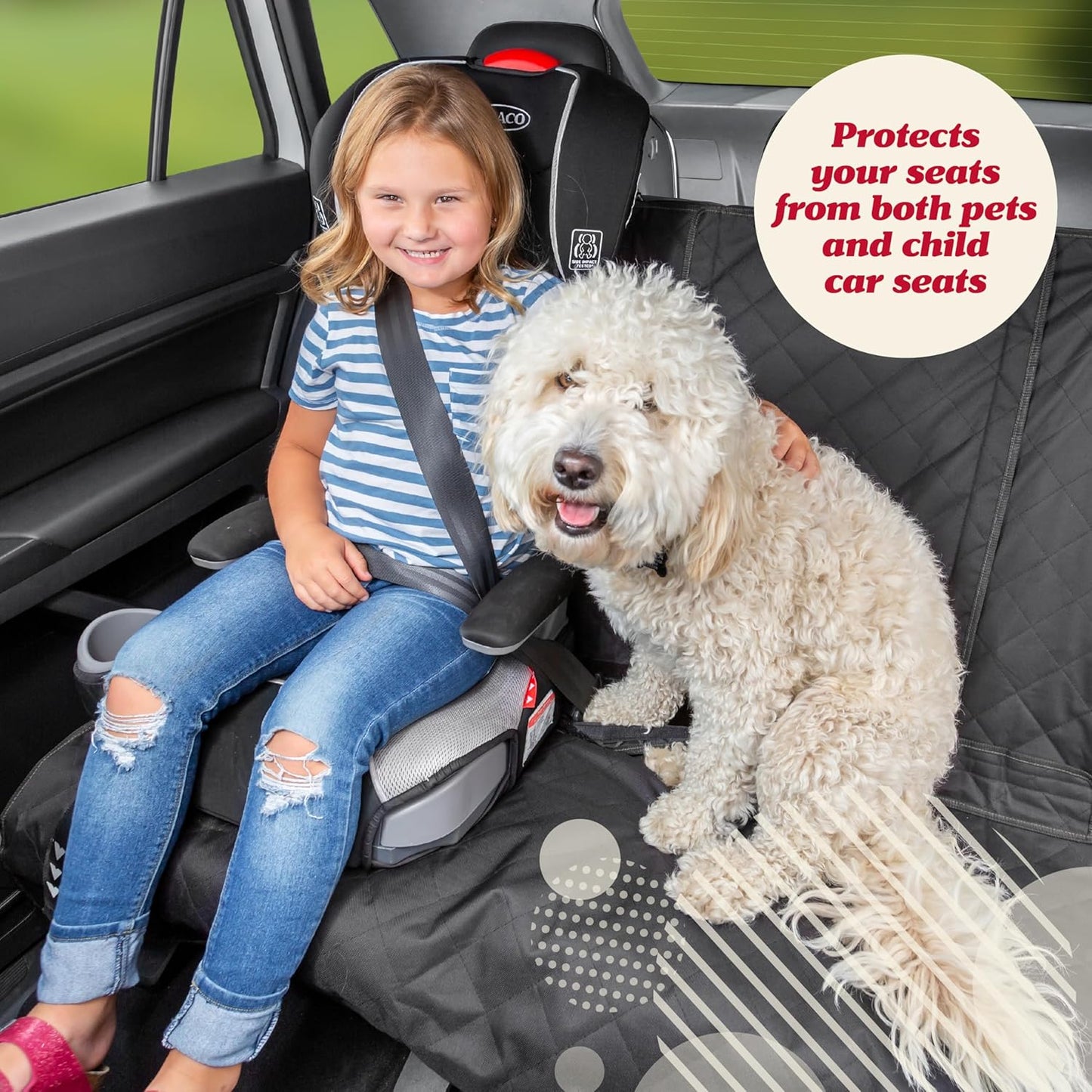 Lusso Gear Dog Car Seat Cover for Back Seat - 100% Waterproof - Full Protection from Mud, Scratches, Shedding - Non-Slip Cover Stays in Place, Fits Car, Truck, SUV (Gray)