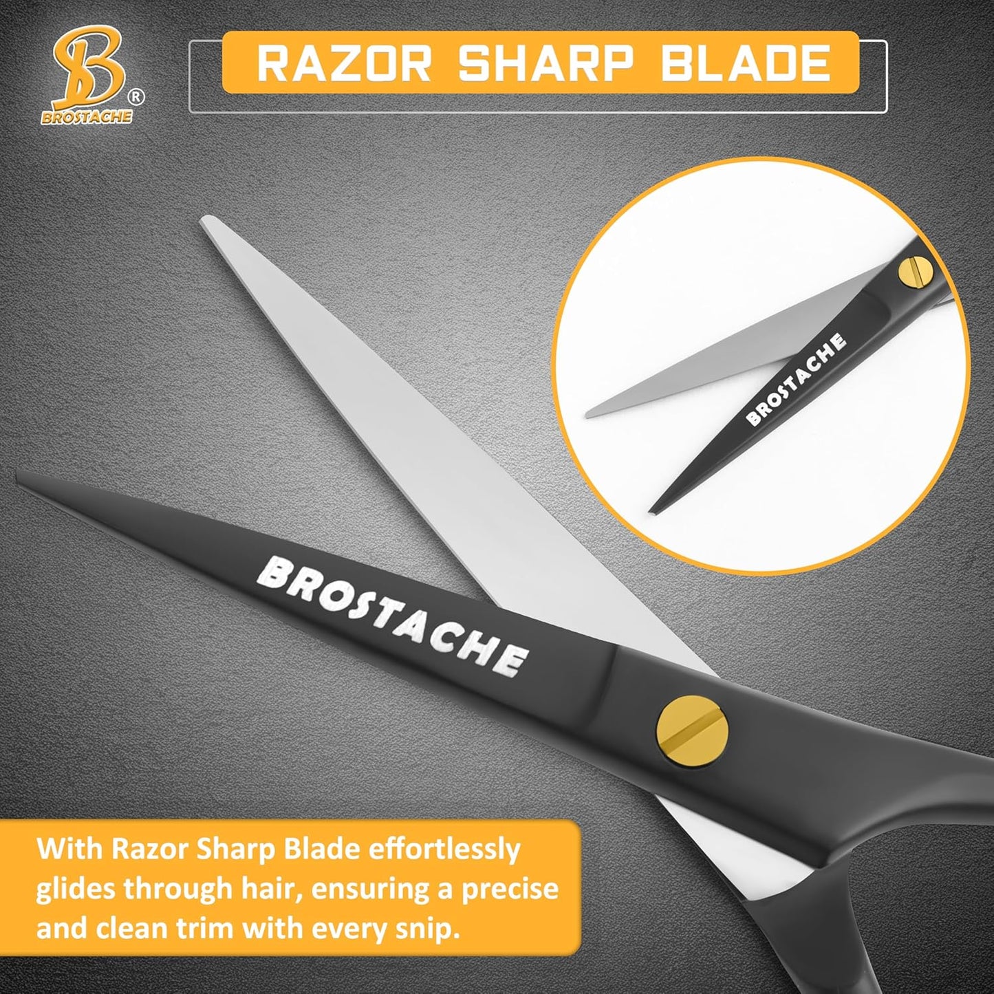 5” Professional Beard and Mustache Scissors, German Steel Beard Scissors Come with Mustache Comb, Beard Comb and Carrying Pouch. Grooming Scissor for All Facial Hair Scissors (Black).