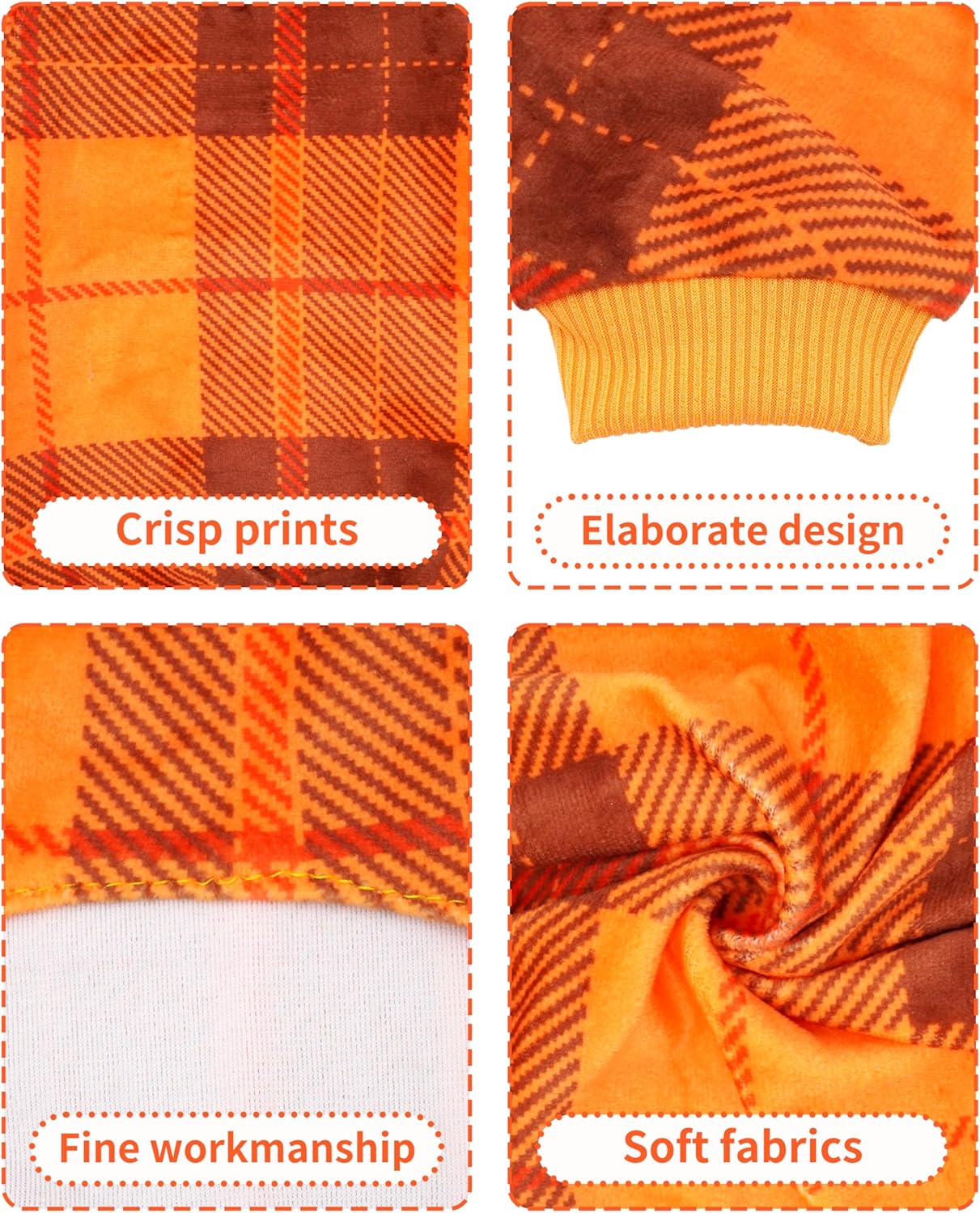 PET SHOW 4 Pack Small Dog Pajamas Holiday Dog Clothes Doggies Girl Boy Soft Stretchy PJs Plaid Jumpsuit Puppy Cats Fall Onesies Christmas Outfits with Sleeve Pets Dachshund Costume(S, Plaid)