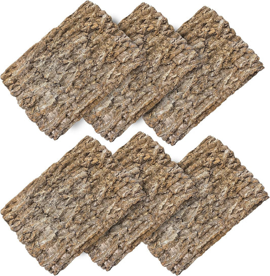 6PCS Cork Terrarium Background 15.7x11.8in Natural Large Cork Bark Backdrop Reptile Climbing Mat Tank Habitat Decor for Spider Lizard Chamelon Turtle Beared Dragon