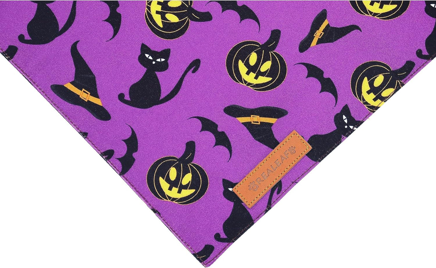 Realeaf Halloween Dog Bandanas 2 Pack, Reversible Orange Pumpkin Pet Scarf for Boy and Girl, Premium Durable Fabric, Holiday Bandana for Small Medium Large and Extra Large Dogs (X-Large)