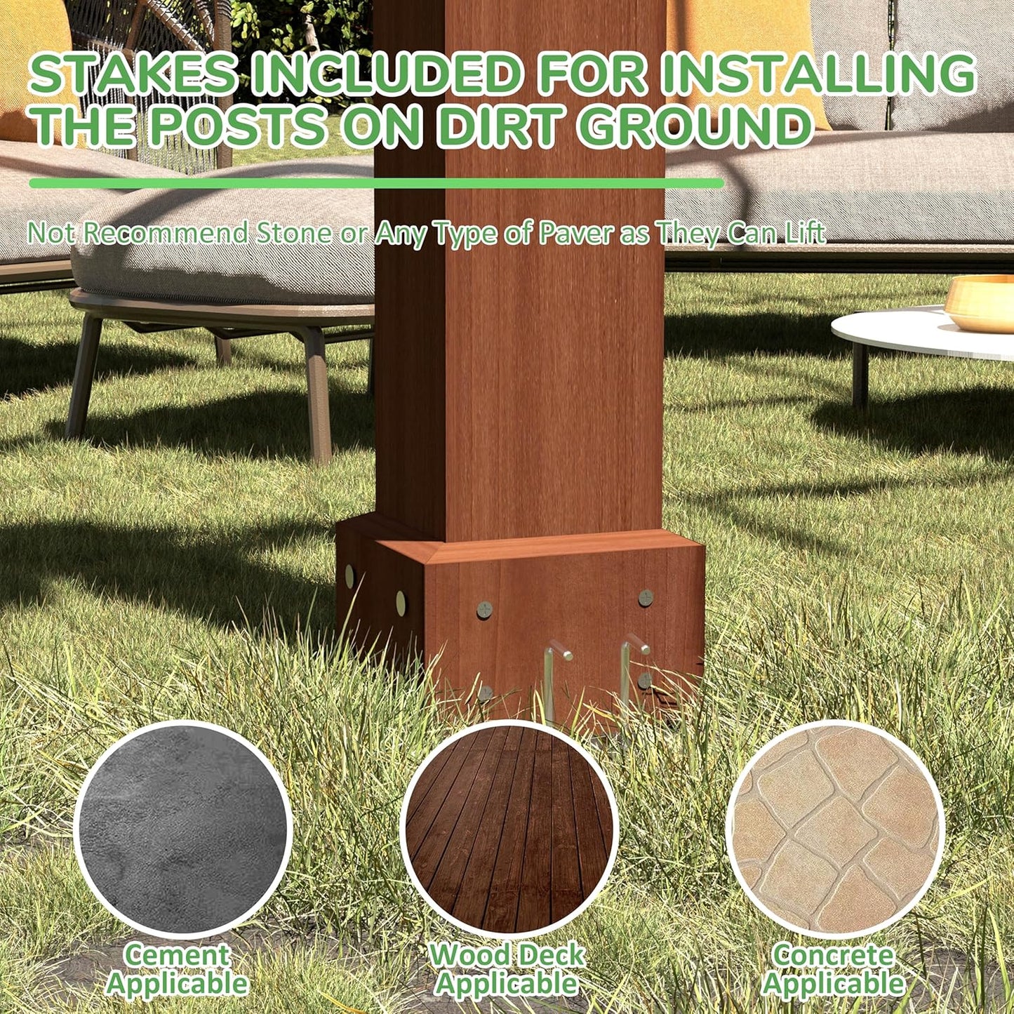 MUPATER 10×10 FT Wooden Pergola with Roof, Wood Pergola Kit with Stakes, Outdoor Shelter Structure for Climbing Plant Support, All-Season Durability, Shade for Patio, Backyard, Deck, Lawn