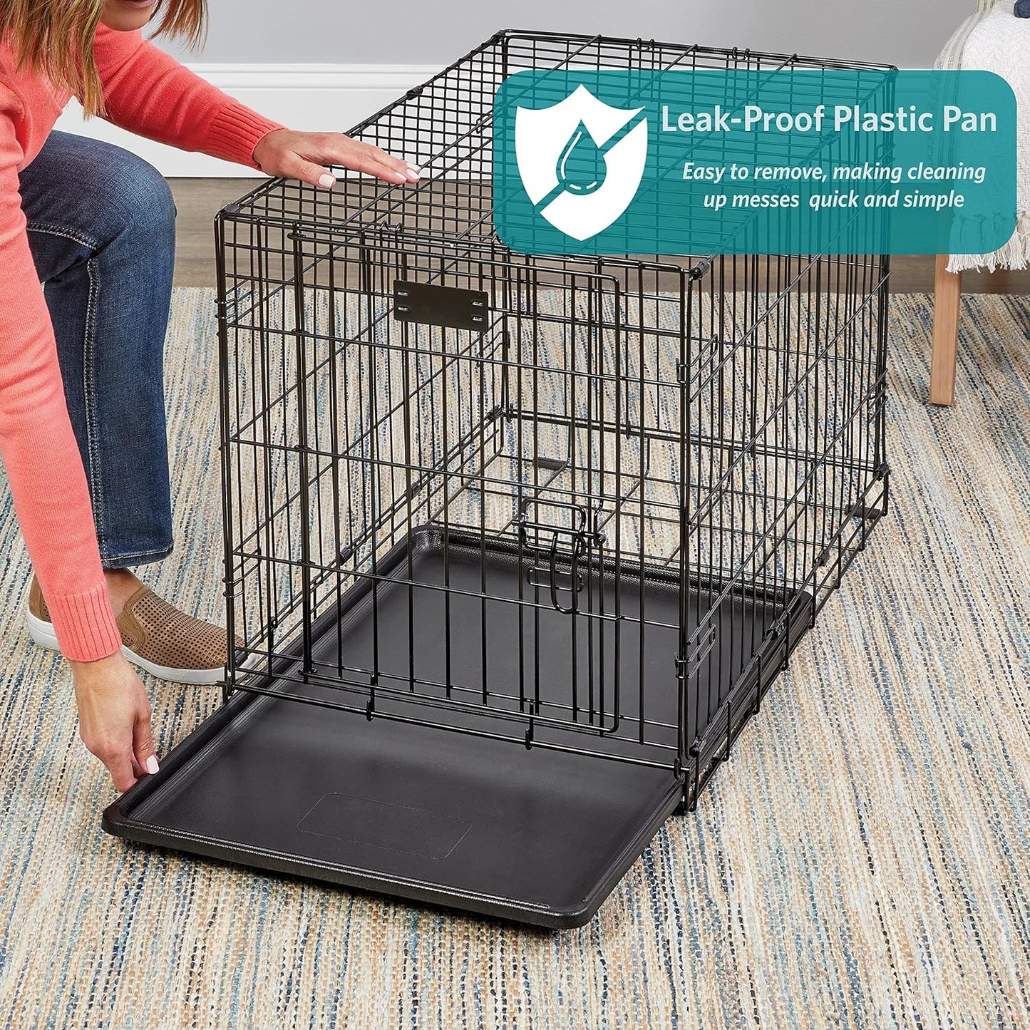 MidWest Homes for Pets 30-Inch Two-Door iCrate Folding Dog Crate with Divider Panel, Leak-Proof Tray & Secure Latches – Metal Wire Kennel for Medium Breeds – Portable, Durable & Easy to Assemble