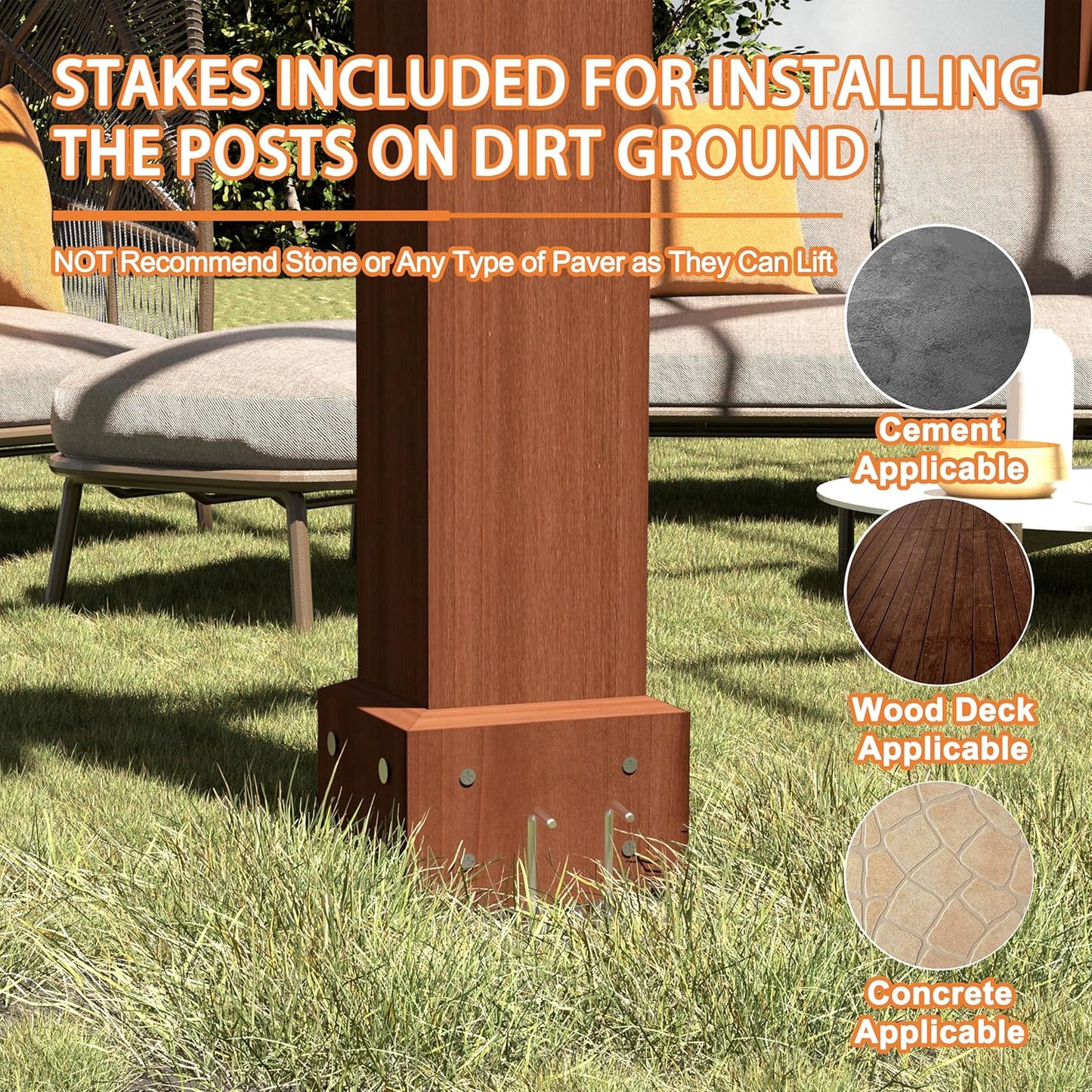 MUPATER 10x12 FT All Cedar Wooden Pergola, Kit with Stakes, Quality Supported Structure, Snow and Wind Supported,Outdoor Pergola with Cedar Framed for Backyard, Deck, Lawn