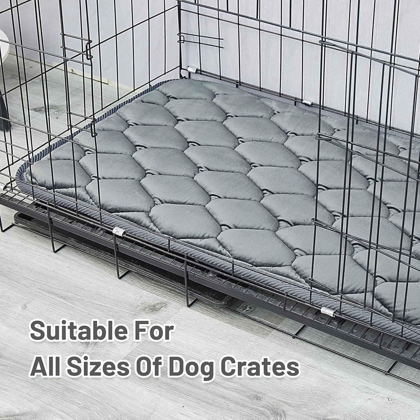 Dog Crate Mats,Soft Kennel Pads Washable with Anti-Slip Bottom,Dog Kennel Pads for Sleeping,Pets Mattress Cat Dog Beds for Large Medium Dogs(41x27,Grey)